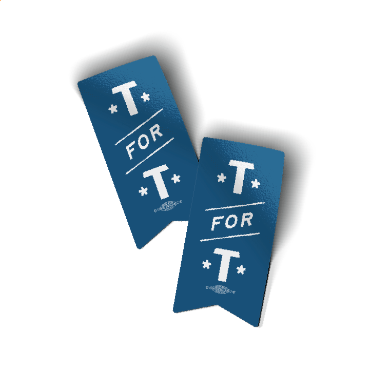 T For T Banner - Blue (2" x 4" Vinyl Sticker -- Pack of Two!)