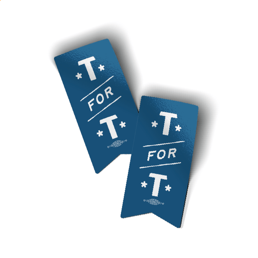 T For T Banner - Blue (2" x 4" Vinyl Sticker -- Pack of Two!)