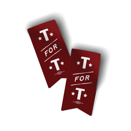 T For T Banner - Red (2" x 4" Vinyl Sticker -- Pack of Two!)