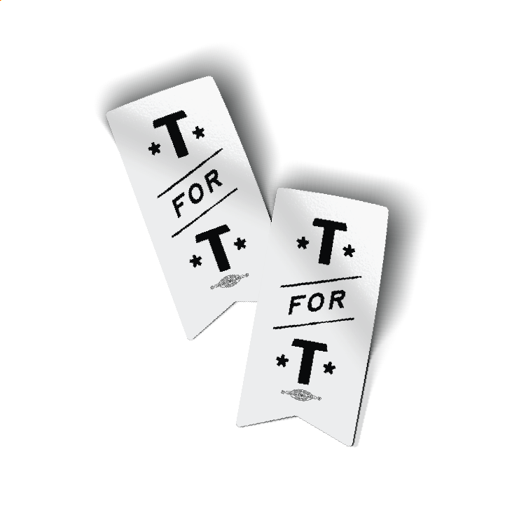 T For T Banner - White (2" x 4" Vinyl Sticker -- Pack of Two!)