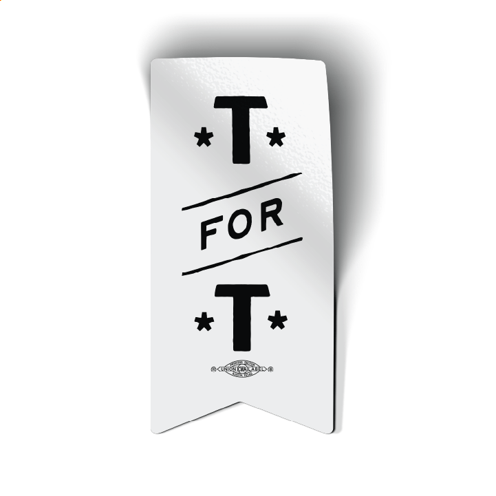 T For T Banner - White (2" x 4" Vinyl Sticker -- Pack of Two!)