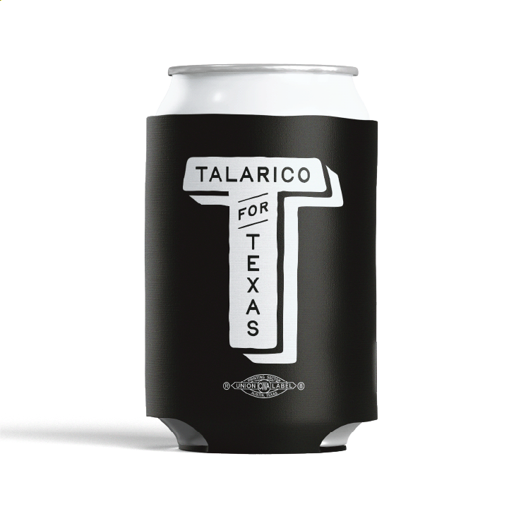 Talarico For Texas (Black Can Cooler)